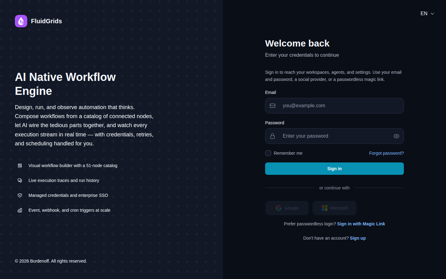 The sign-in page